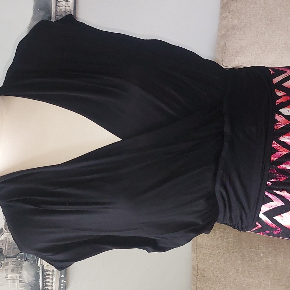Black and Pink Chevron Maxi Dress From Apt 9 Size L - Picture 3 of 9
